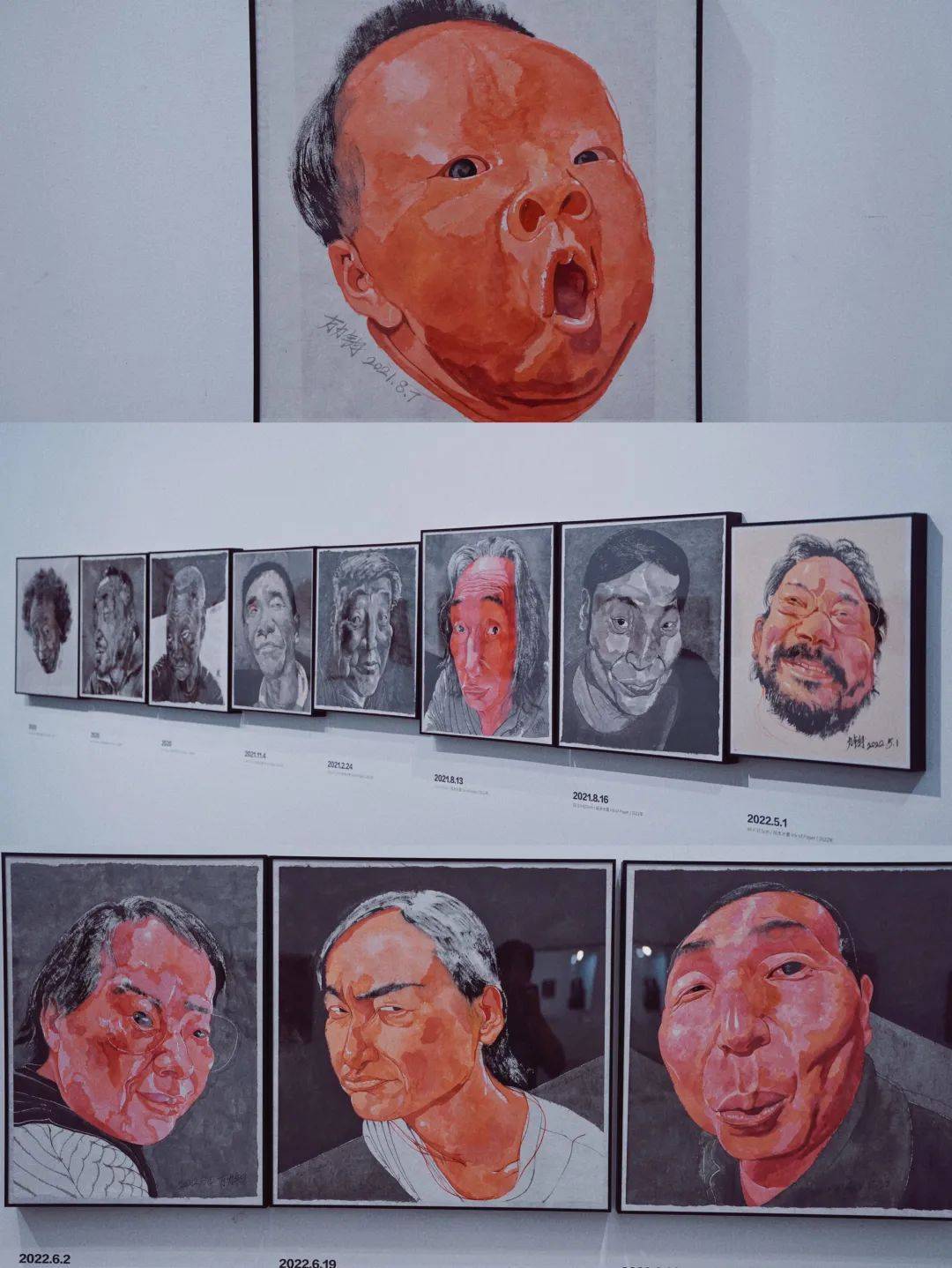 人间仙境-方力钧水墨,不一样的水墨展丨内心更丰盈_表情_作品_肖像画