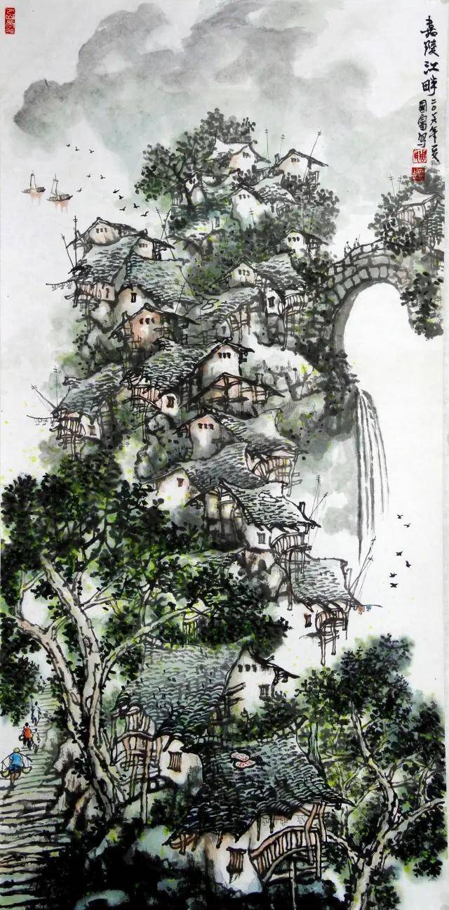 周国富的重庆吊脚楼系列_作品_is_纸本