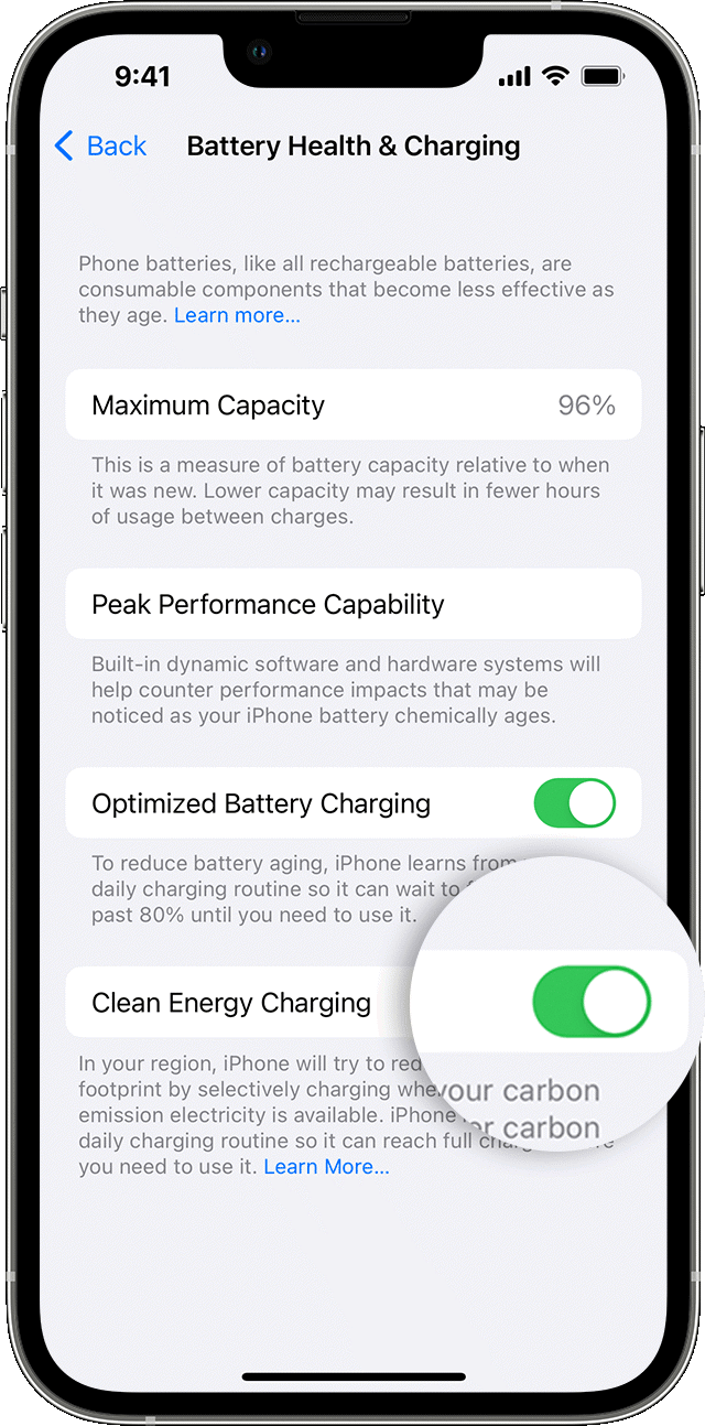 苹果详解iOS 16.1清洁能源充电