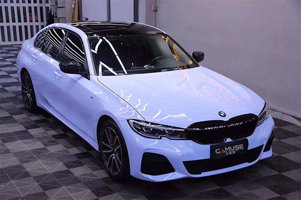 宝马卡慕斯改色膜水晶迷雾蓝,夏日淡淡的小清新的颜色_马卡龙_质感