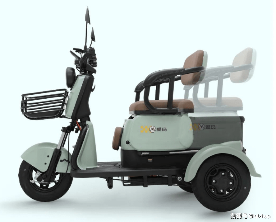 爱玛发布米可三轮车,能载3人,配电子刹车,适合老年人代步接娃