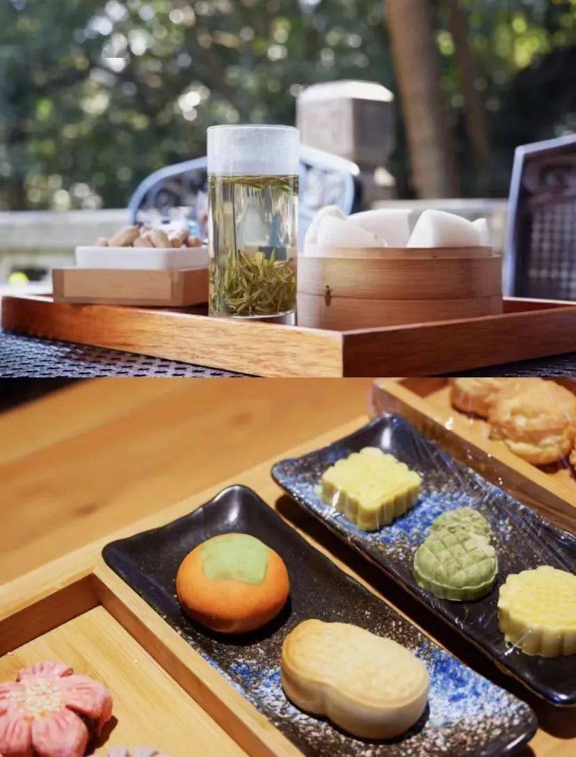韬光茶庵出品的茶点 图源:小红书@栗子酱被寺庙的和风景色所包围的