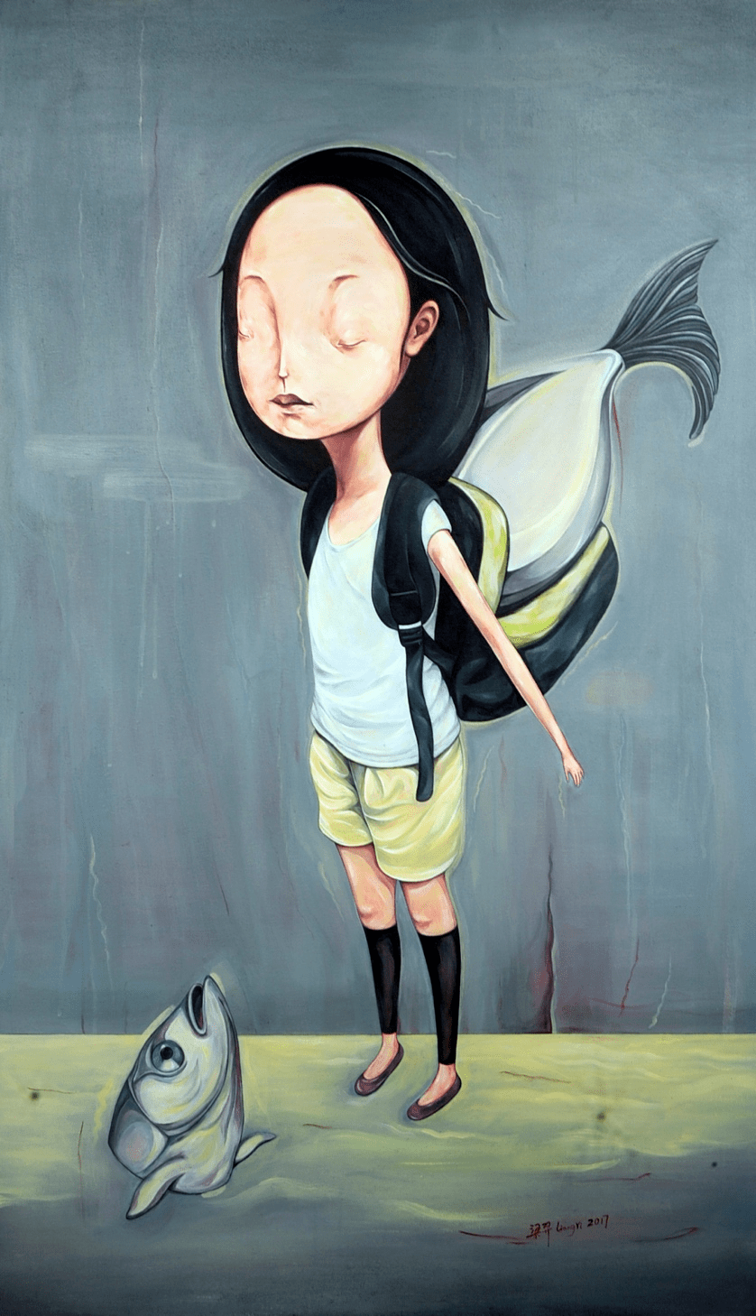 《归来》布面丙烯 120x70cm《红豆》布面丙烯 60x60cm《云上》布面