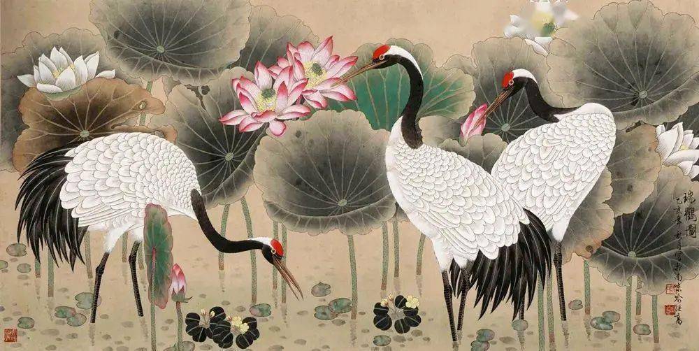 喻继高老艺术家笔下的瑞鹤图,仙气十足!