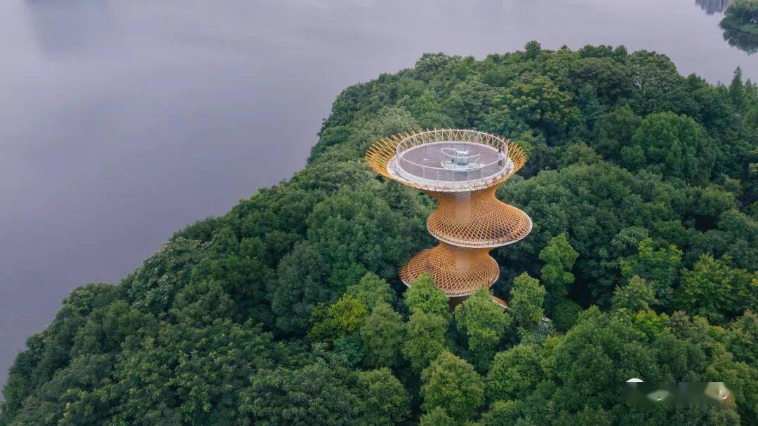 仿佛一张"城市唱片",而它的庐山真面目就是:长沙梅溪湖文化岛景观塔