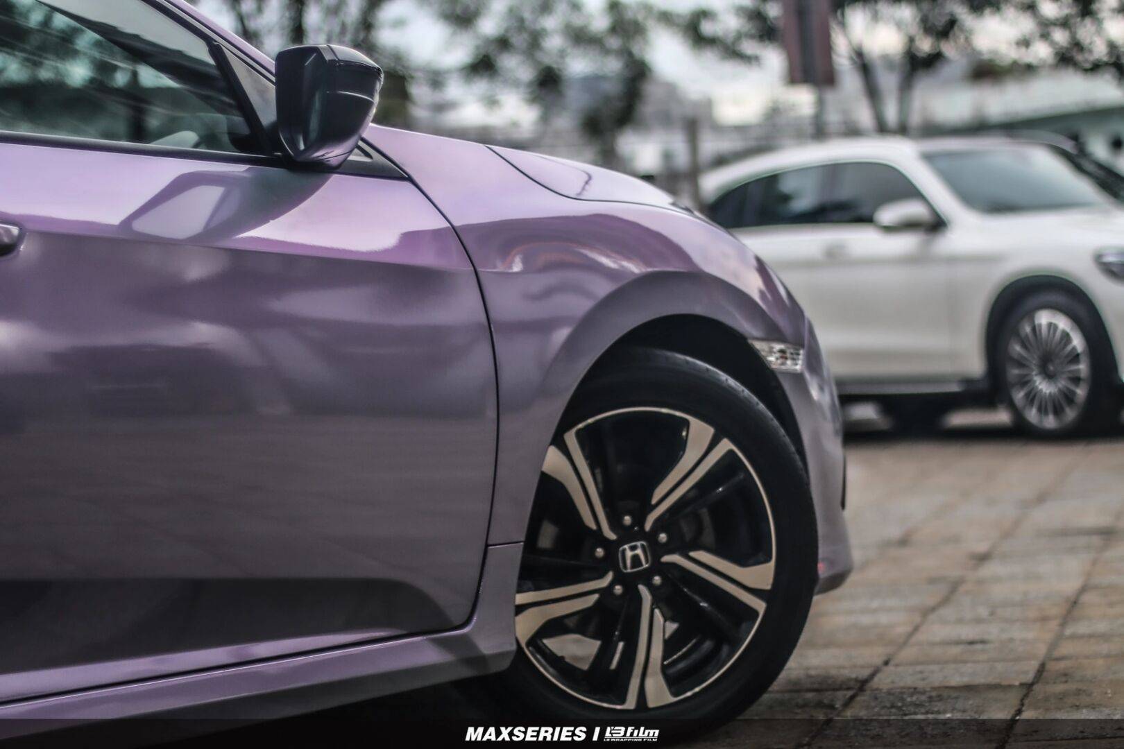 本田思域lb改色膜梦幻灰魅紫,美到犯规_搜狐汽车_搜狐网