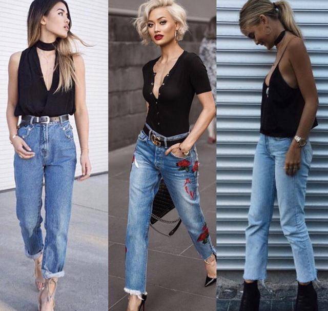 欧美风穿搭中很多小个子女生都会运用这种方式来呈现出显高的效果