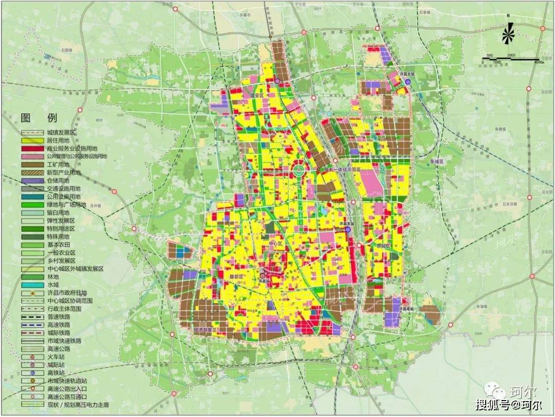 通过许昌最新的国土空间总体规划——中心城区用地规划图,具体如下