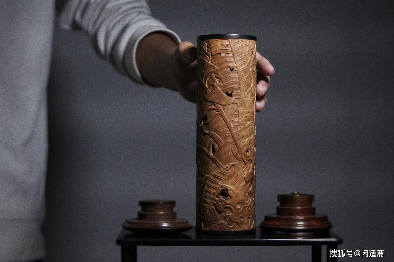 文房雅器,老山檀香,洞石芭蕉纹,香薰炉_生活_寓意_叶大