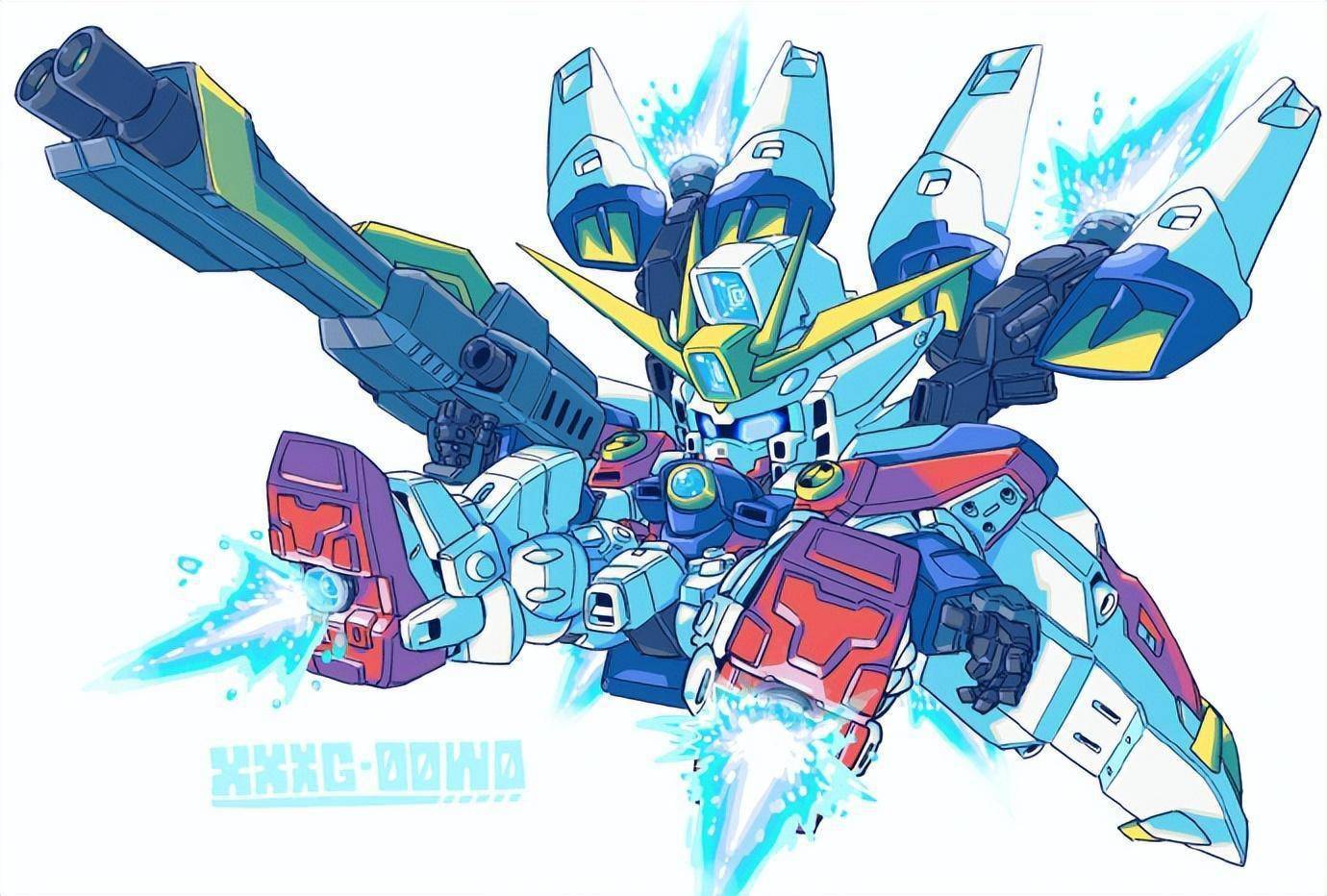 sd高达插画更新,三张不同的飞翼高达大家喜欢哪张?_机体_造型_比例