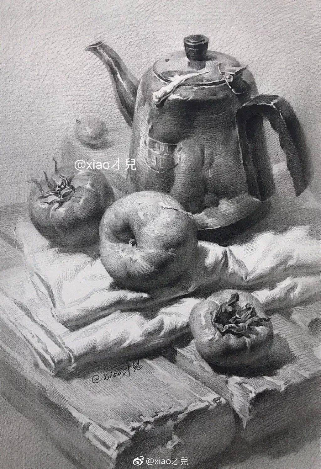 优秀素描静物 —▼4过五关斩六将,重重的过程步骤接下来到素描头像