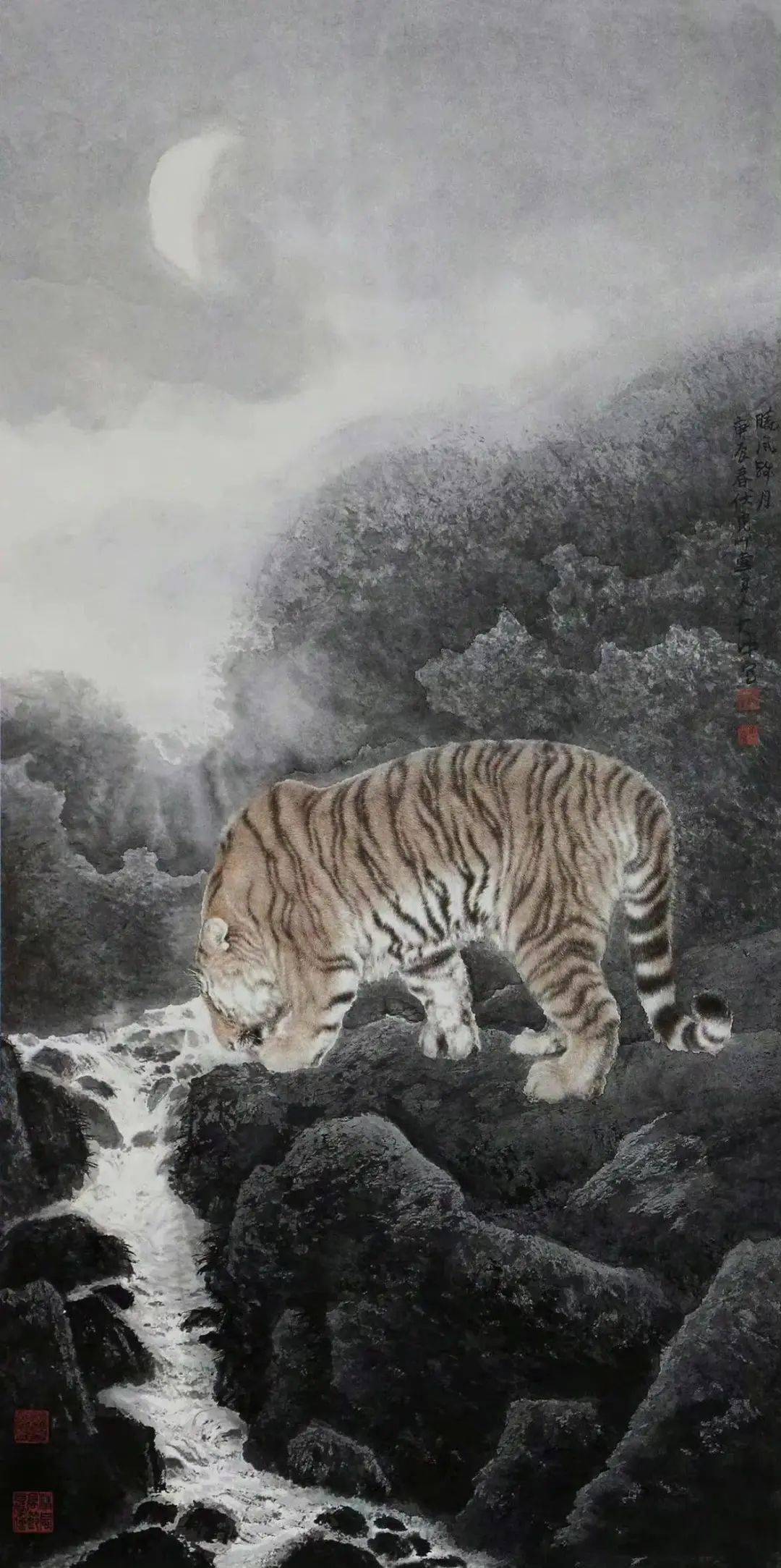 这位画家16岁开始画虎画了近60年，说画画艰辛像攀登一座座高山_