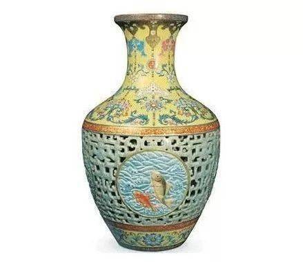 1633 中国美術 骨董 大清乾隆年製銘 藍地紋粉彩冬瓜瓶 時代物 粉彩松鹿