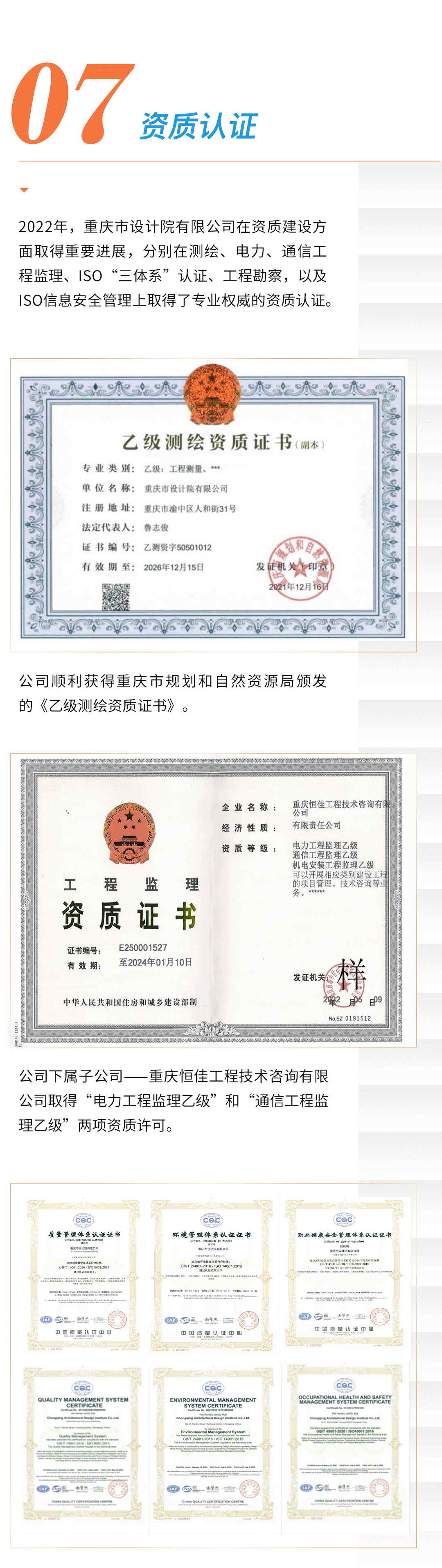 上下滑动查看相关链接公司顺利取得《乙级测绘资质证书》 重庆市设计