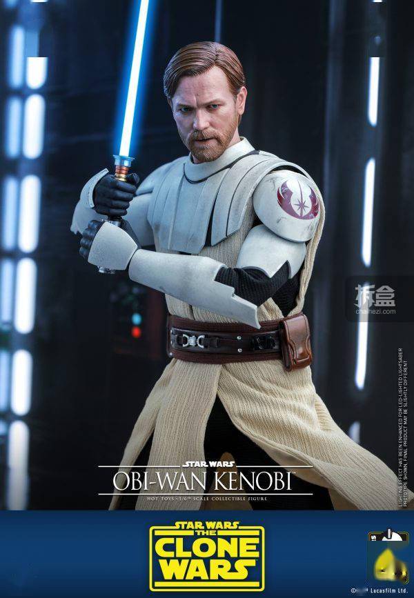 hottoys 星球大战 克隆人战争 欧比旺 克诺比 1/6可动人偶_造型_动画