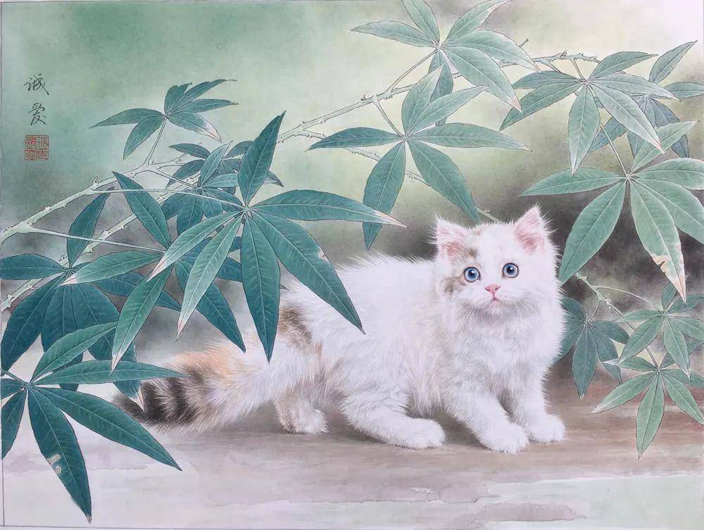 清净惬意 温馨祥和|邢诚爱的工笔猫