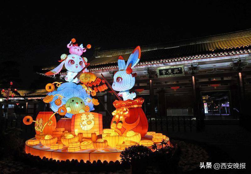 西安:兴庆宫公园灯展夜景美丽_活动_集市_创意
