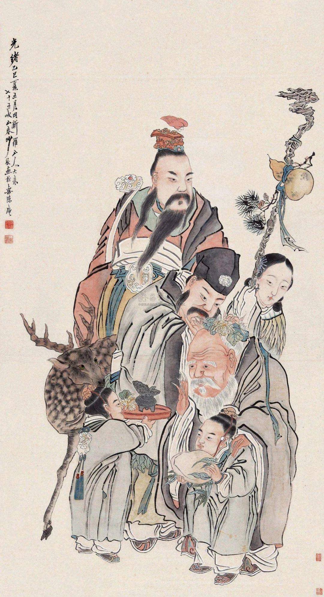 国画福禄寿三星,好运伴你一整年!_民间_寿星_象征