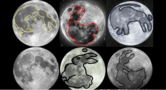 月亮上的蟾蜍和兔子图片