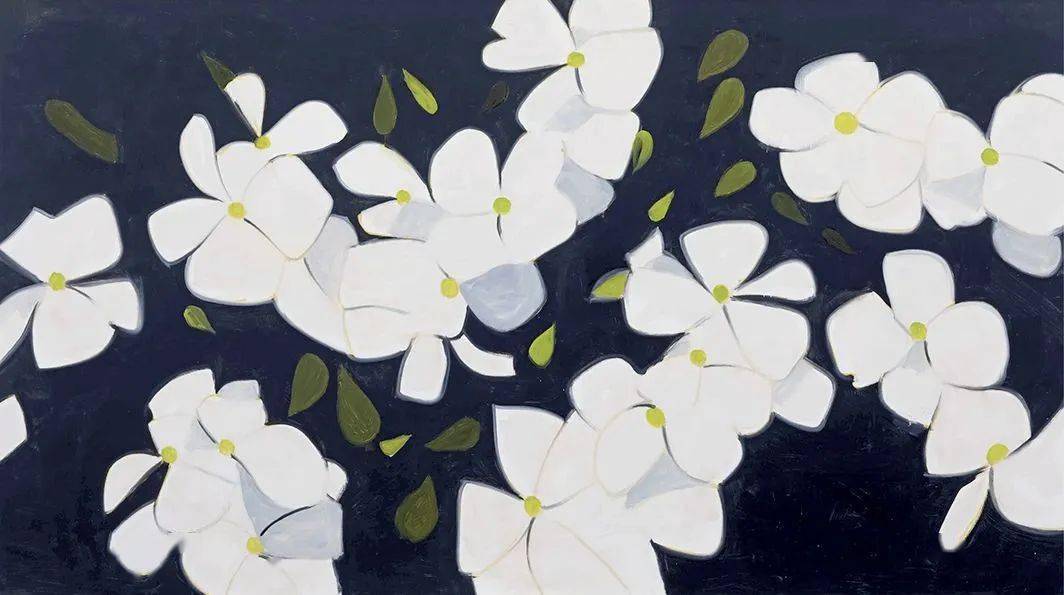 亚历克斯·卡茨,《山茱萸》,2013,亚麻布面油画, 6 7" × 11 8".