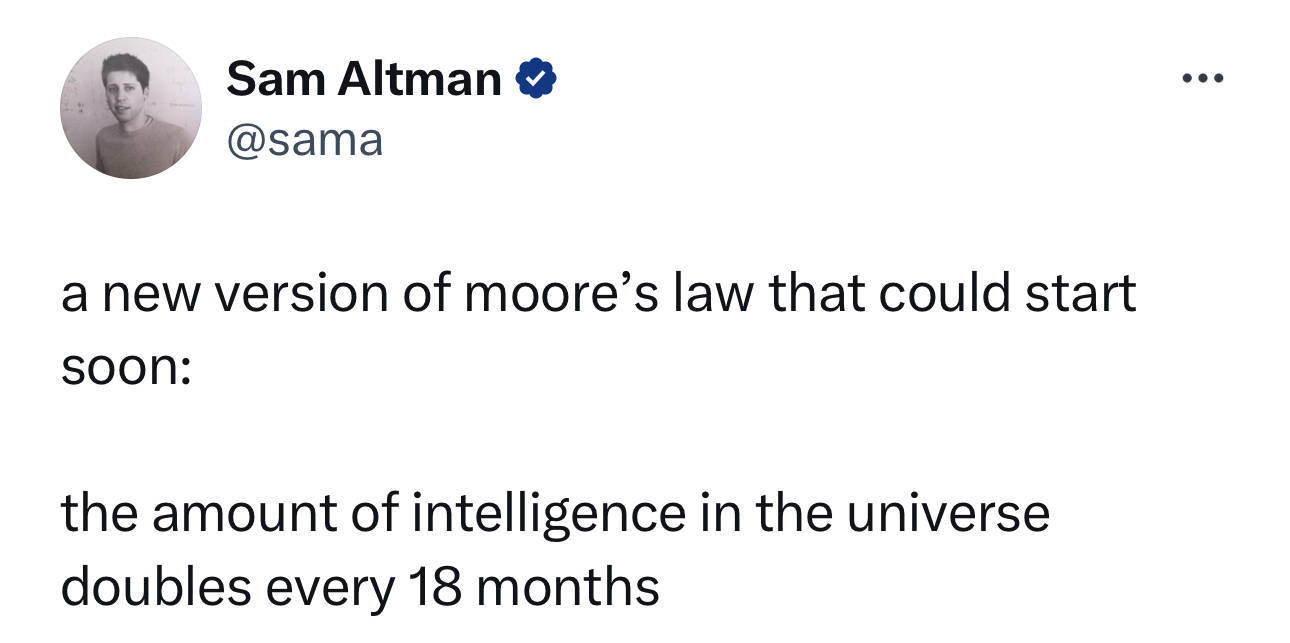 ChatGPT之父提出新摩尔定律：宇宙智能数量每18个月翻一番_搜狐网