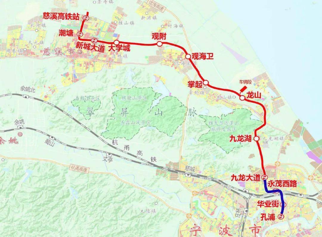 宁波至慈溪市域铁路(镇海,江北段)规划方案公示,将与2号线,3号线换乘