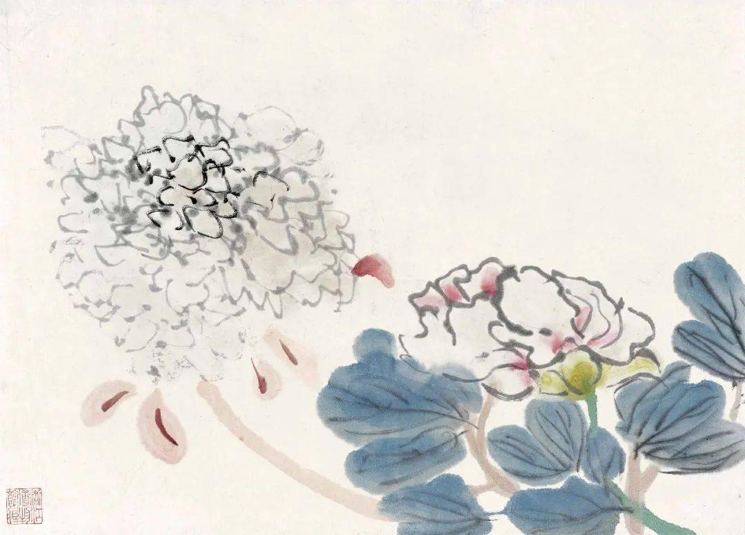 潘天寿：黄宾虹的花鸟，有水流花放之妙_cm_浙江省博物馆_花卉