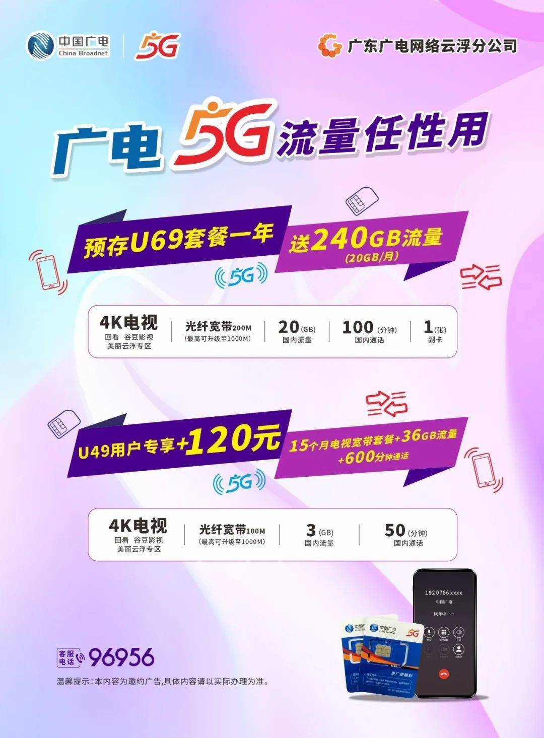 69元含20gb流量 100分鐘通話 電視寬帶,你要錯過嗎?_套餐_谷豆_福利