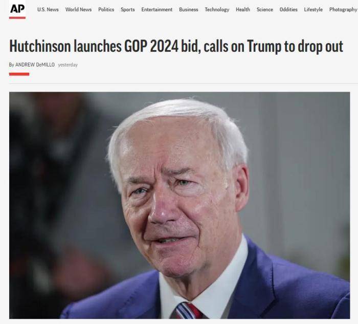 替代特朗普?他宣布角逐2024年大选共和党候选人提名_哈钦森_竞选_美国