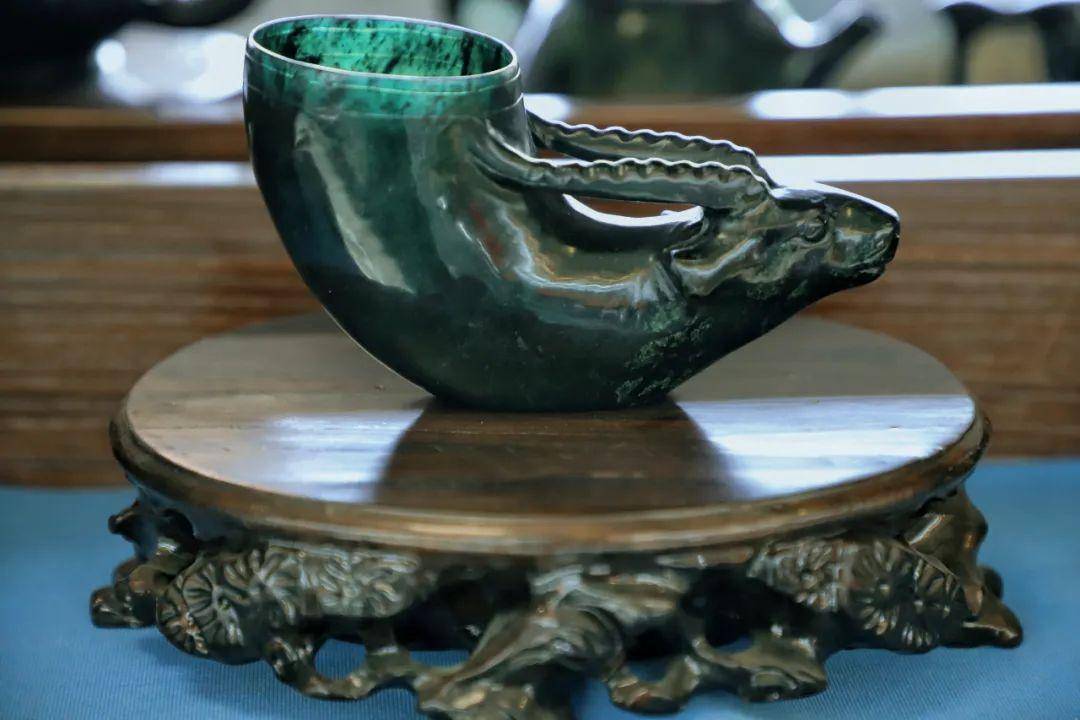 240120き 夜光杯 碧玉夜光杯（対） 碧玉夜光杯 「中国食器 酒器」