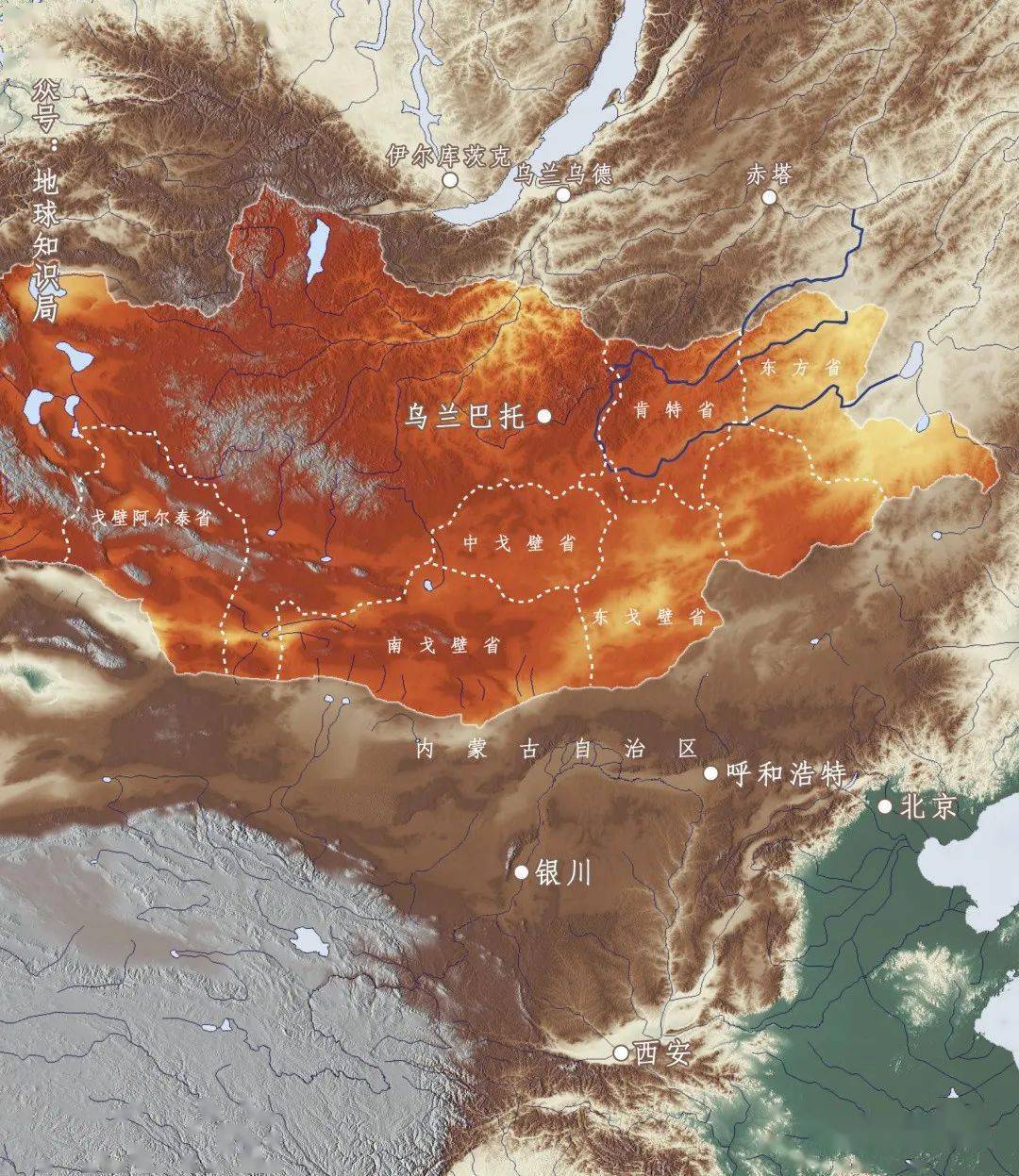 这从蒙古国省份命名上也能看得出来,中南部的三个省份分别为东戈壁省