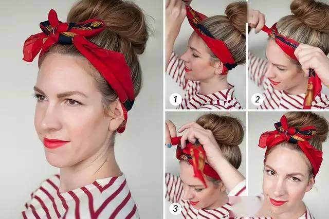 长头发姑娘不会编发?30秒学会绑头巾造型,一样清爽美翻了!