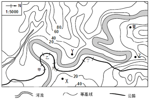 河谷等高线图片