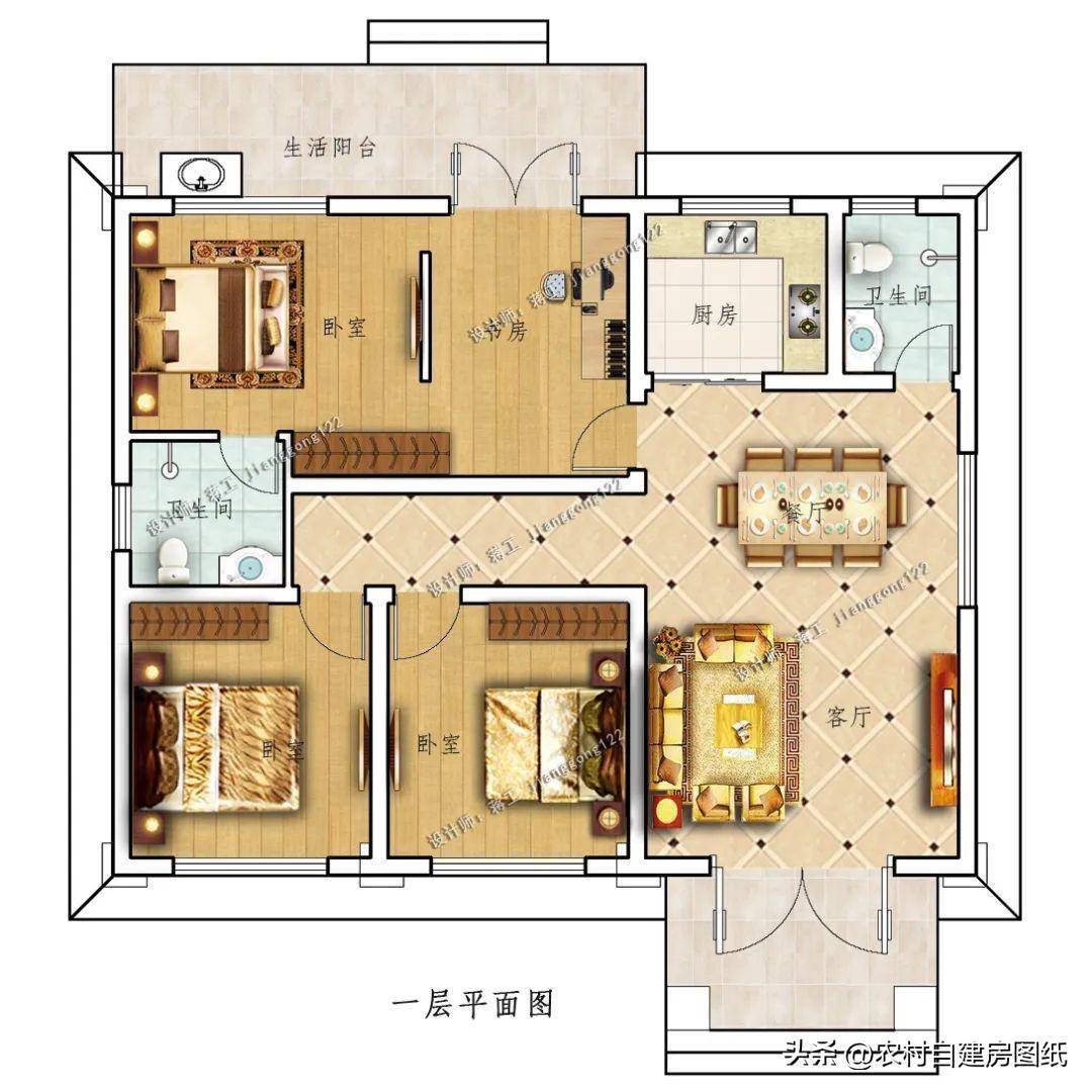 120平方自建户型图图片