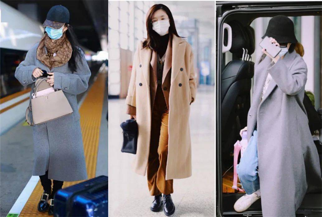 刘亦菲深夜独自遛弯,穿大衣小白鞋"长发及腰",见自己海报合拍好可爱