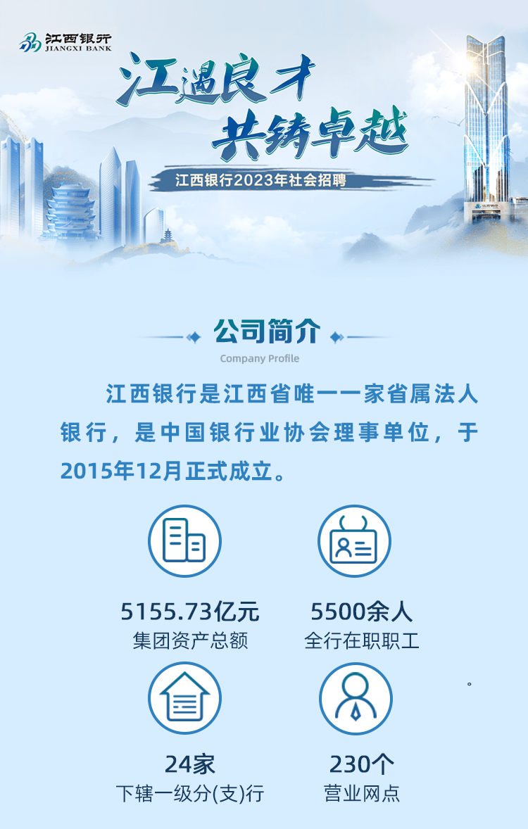江西银行招聘启事!江遇良才 共筑卓越江西银行
