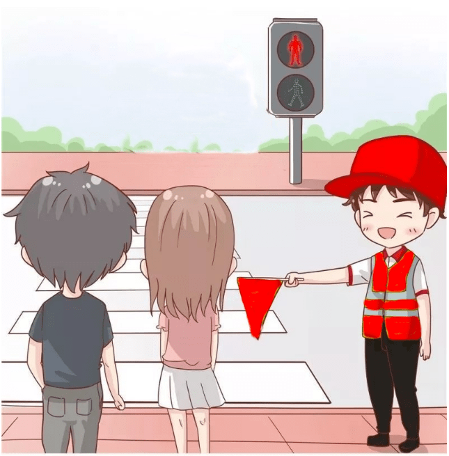 跟着漫画学"文明交通志愿者行为规范"