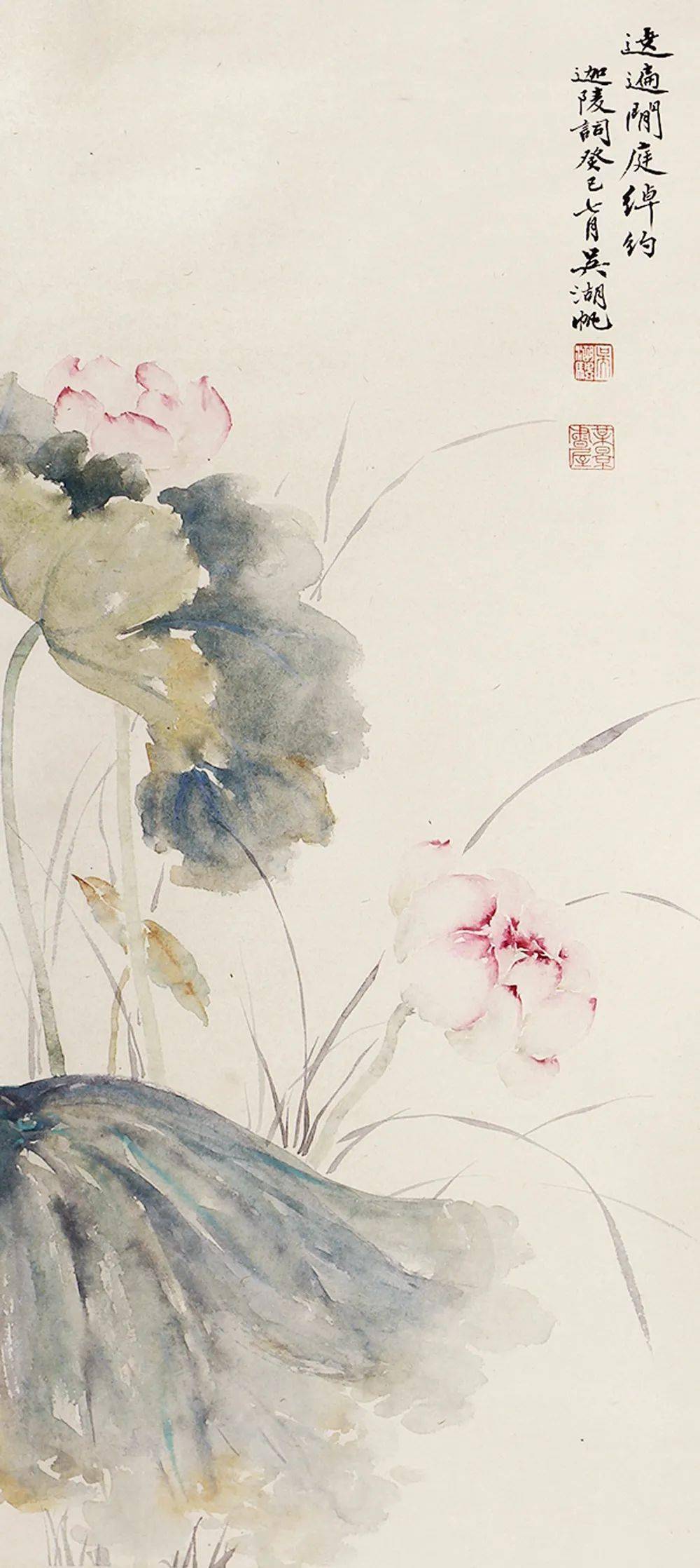 吴湖帆画荷,雅极了!_荷花_龙湖_作品