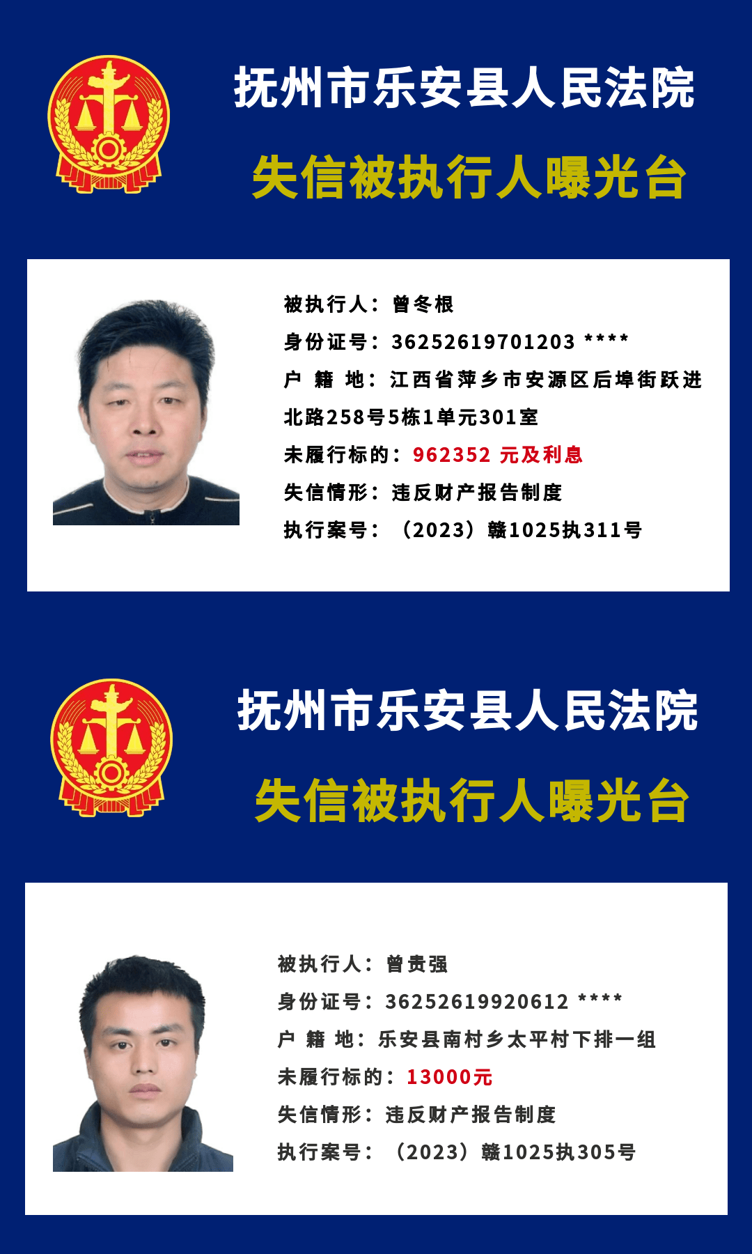 最新失信被执行人名单曝光！_赣州市_南康_性别