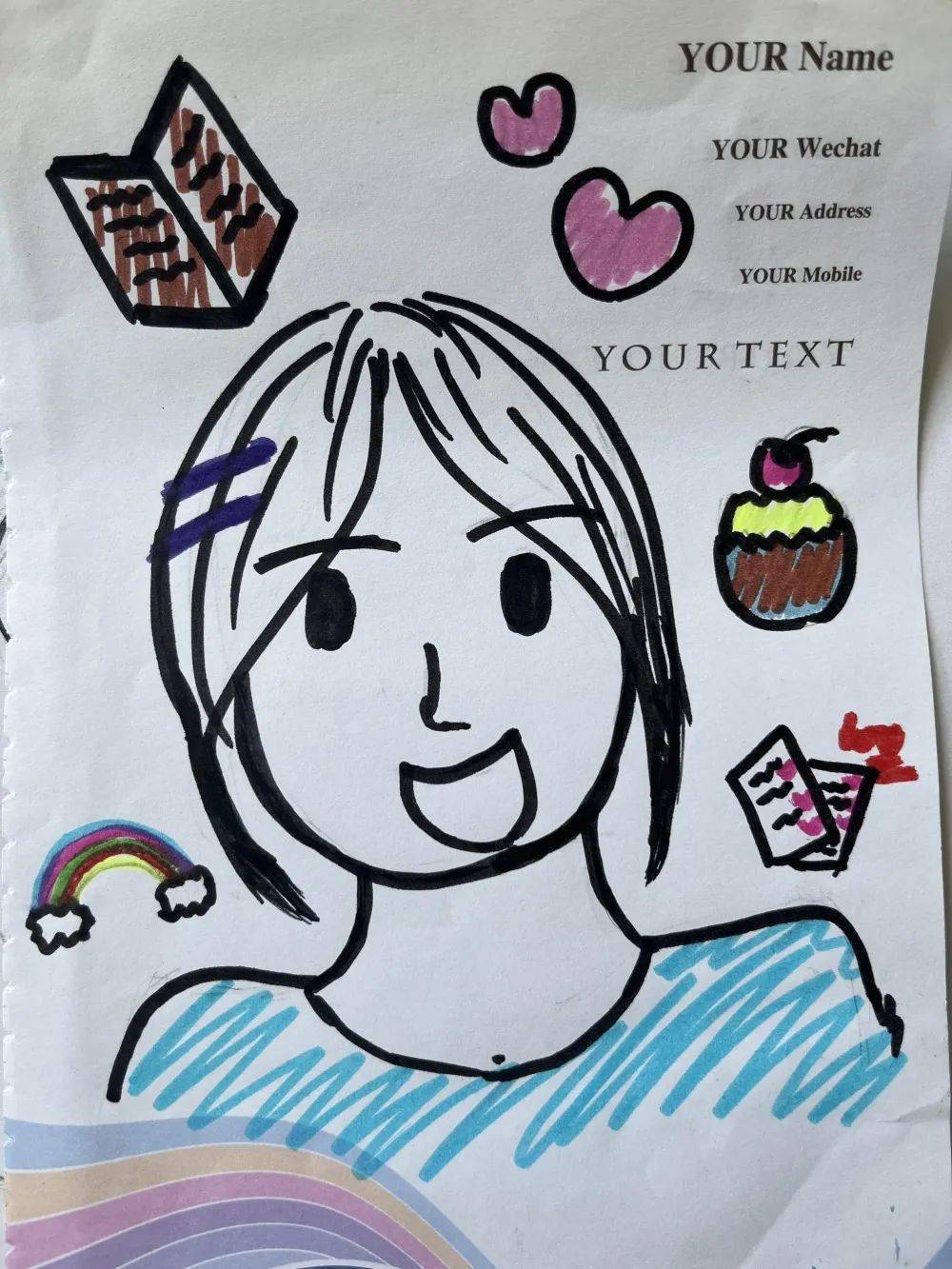 自画像是一种图画心理疗法,学生借着自画像的构思与介绍,对真实的自我