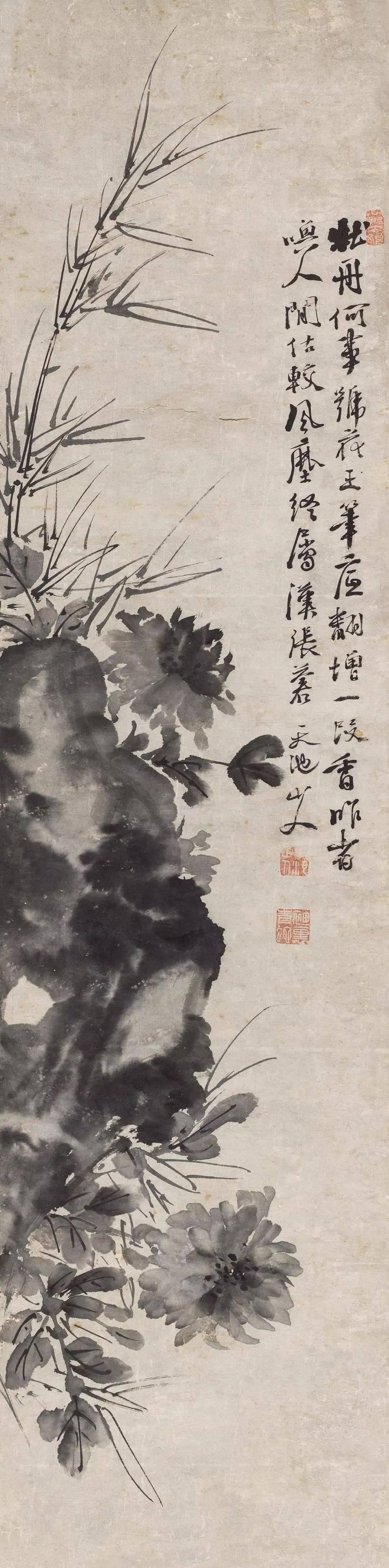 徐渭写竹，狂放不羁，墨气淋漓_水仙_竹子_竹卷