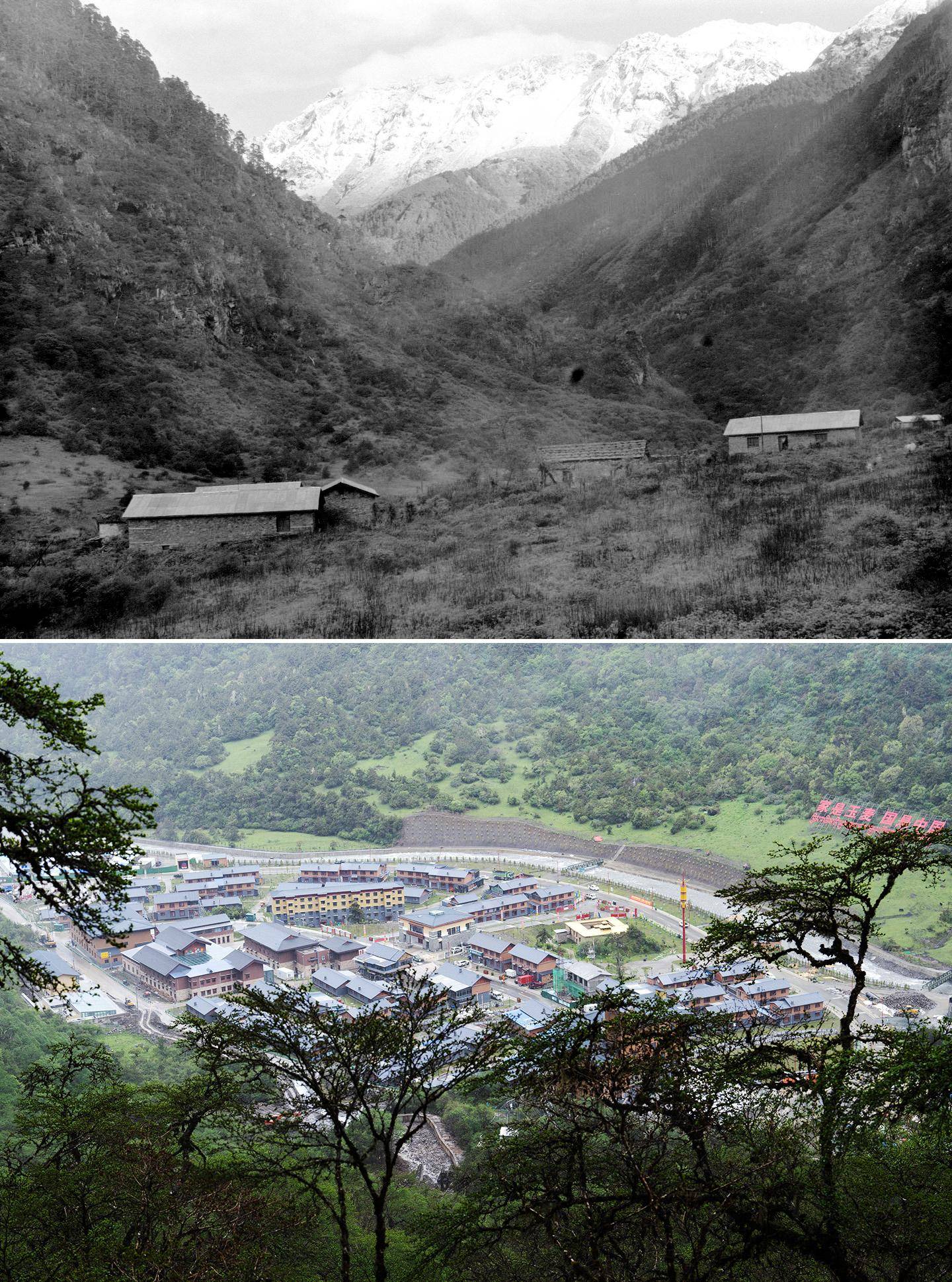 五六座简陋的房屋就构成了玉麦乡的全部,而这些房子还是一年前县政府