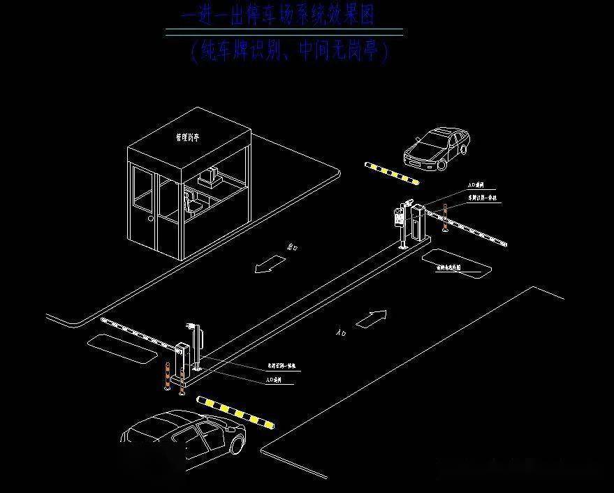 最全面的停车管理车牌识别系统布局图,大样图,系统图及效果图_施工