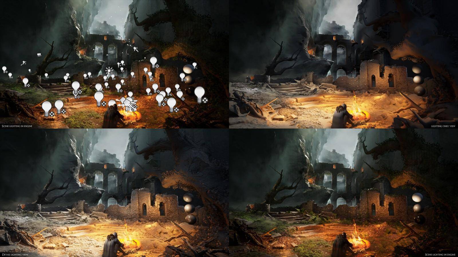 粉丝用虚幻5引擎重制《黑暗之魂》篝火传火_场景_lumen_adam
