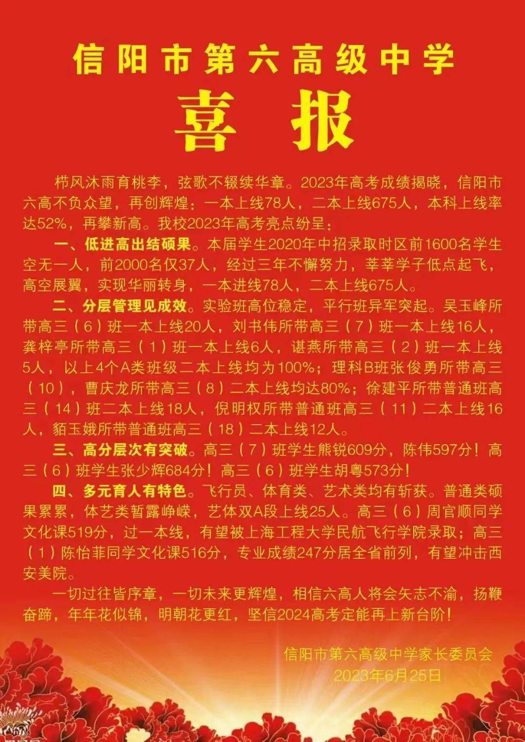 信高丶罗高丶商高丶息高丶光二高等高考喜报迭出,一家更比一家强