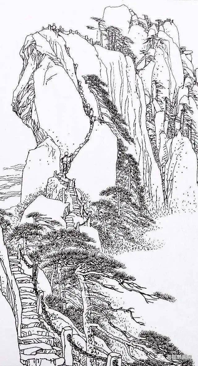 谭老师教你国画线描山水画步骤