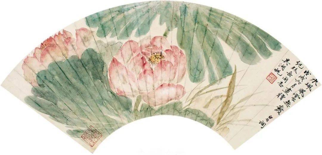 没骨荷花扇面,美醉了_吴湖帆_上海_图片