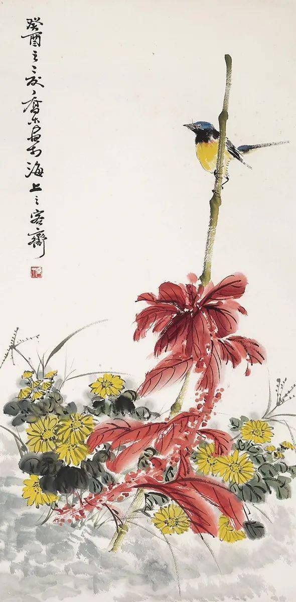 乔木画花鸟,惟妙惟肖_龙湖_美术_征集