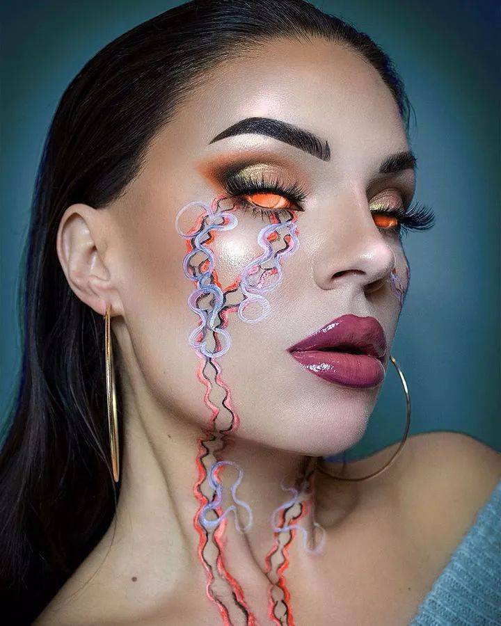 赏析|美妆博主33363536373436妆容集锦_彩绘_水性_ywxo