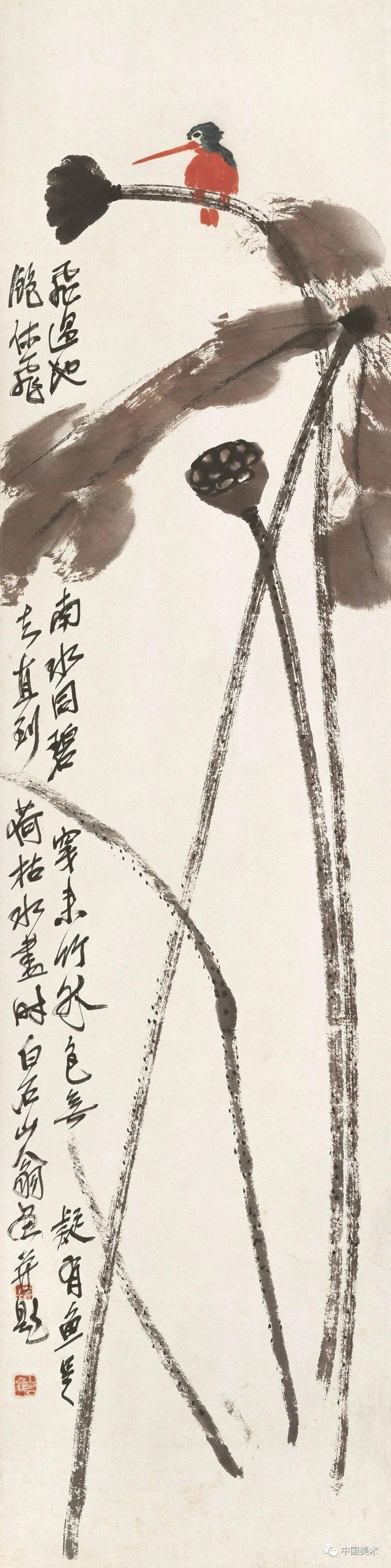 齐白石:李鱓画荷花过于草率;八大山人过于太真_陈师曾_版权_翠鸟